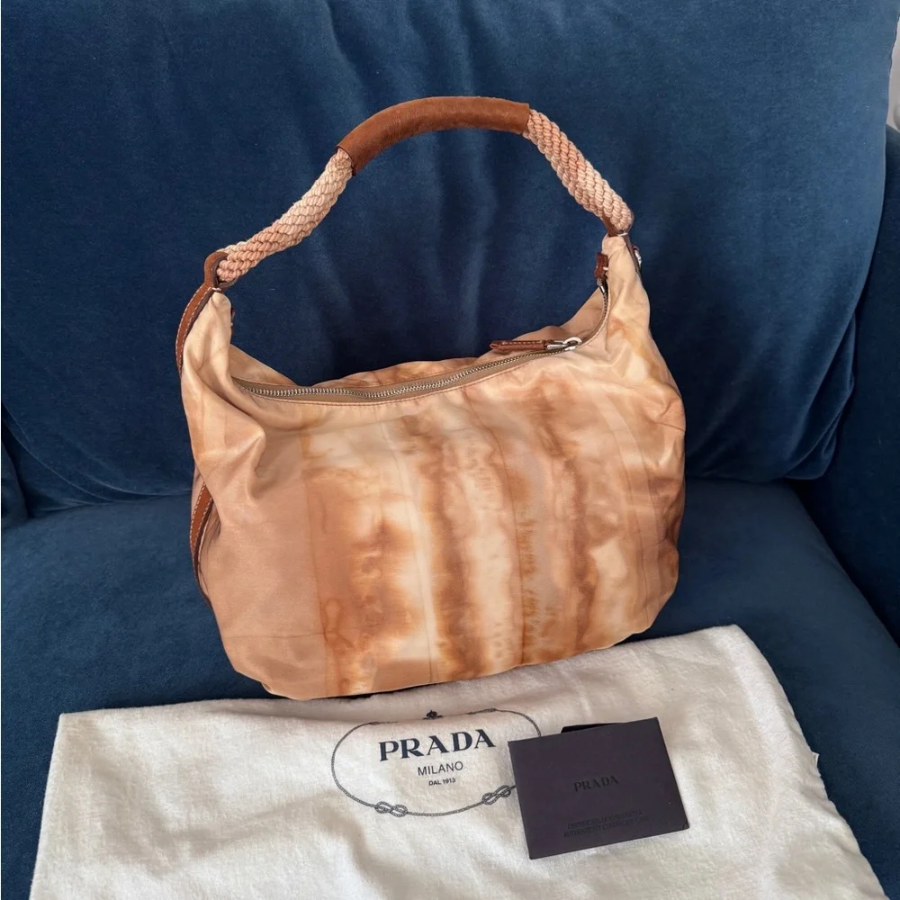 PRADA Nylon Tie Dye Knot Embellished Rope‎ hobo Bag - Picture 4 of 12